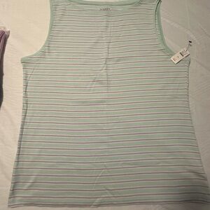 Talbots Mint Green Striped Sleeveless Top